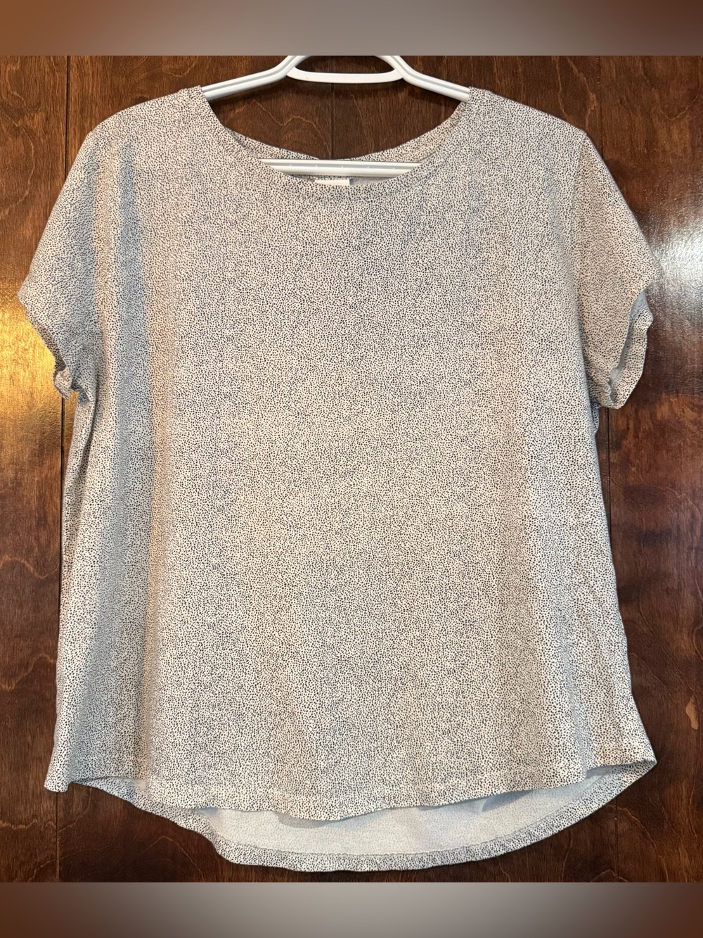 H&M Basics White‎ Black Speckled Dot Cotton Knit Top Size L
